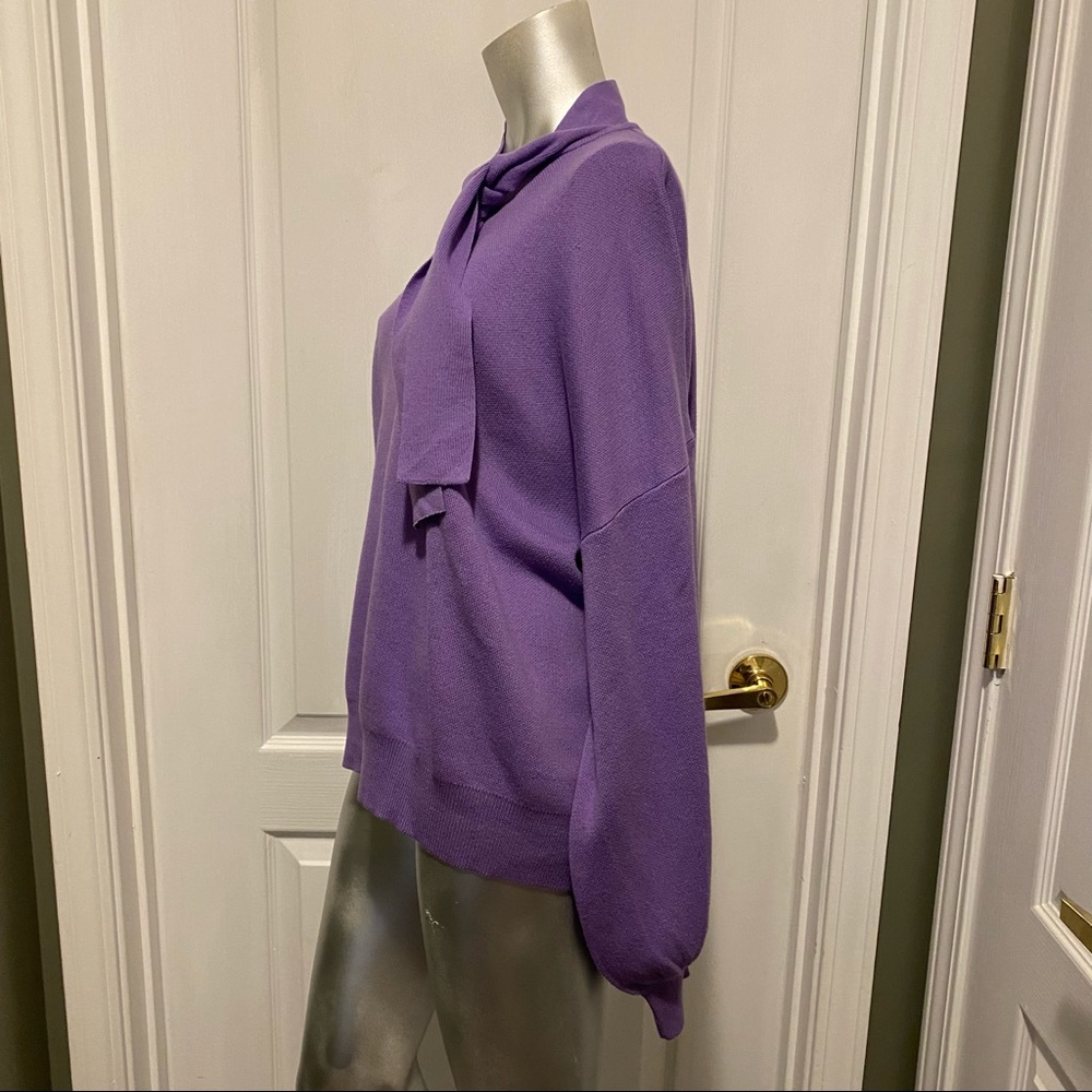Eloquii Knit Tie Neck Sweater Blouse In Lavender Aura 18 20 Plus Size Pu… - Picture 9 of 11